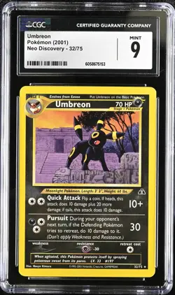 CGC 9 MINT Umbreon 2001 Neo Discovery 32/75 Pokemon Card psa - Image 1