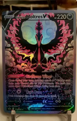 **Custom-Made**Highest Quality,Textured Holo,Moltres V#177 ""Display-Card"" - Image 1