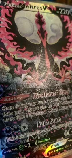 **Custom-Made**Highest Quality,Textured Holo,Moltres V#177 ""Display-Card"" - Image 2