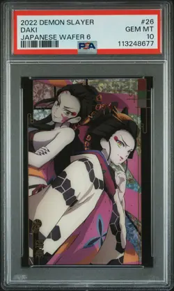 2022 DEMON SLAYER: KIMETSU NO YAIBA JAPANESE WAFER CARDS 6 #26 DAKI PSA 10 - Image 1