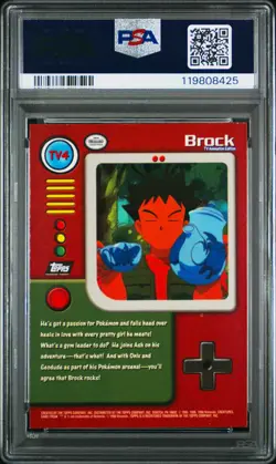 1999 TOPPS POKEMON SERIES 1 CHARACTER CARDS #TV4 BROCK PSA 8 - Image 2