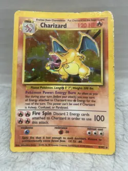 Pokemon TCG Charizard Base Set Holo Unlimited Rare Card 4/102 Heavily Damaged - Image 1