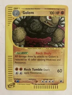 2002 Pokemon Expedition Base Set Reverse Holo Golem 49/165 Vintage E-Reader - Image 1