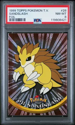 1999 TOPPS POKEMON TV FOIL #28 SANDSLASH PSA 8 - Image 1
