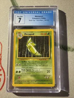 1999 Pokemon Base Set METAPOD #54/102 ~ CGC 7 Near Mint - Image 1