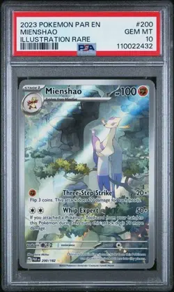 2023 POKEMON PAR EN-PARADOX RIFT ILLUSTRATION RARE #200 MIENSHAO PSA 10 - Image 1