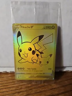 Pokemon Pikachu V SWSH145 SWSH Black Star Promos Gold Pokemon Card . - Image 1