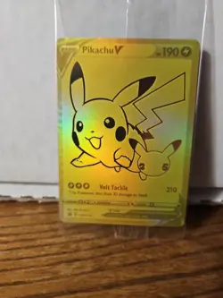 Pokemon Pikachu V SWSH145 SWSH Black Star Promos Gold Pokemon Card . - Image 2