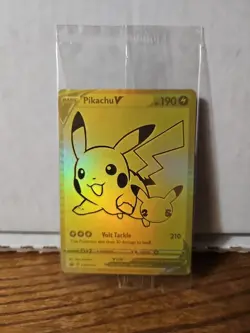 Pokemon Pikachu V SWSH145 SWSH Black Star Promos Gold Pokemon Card . - Image 3