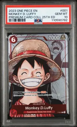 PSA 10 Monkey D Luffy P-001 One Piece Premium Collection 25th Promo Card English - Image 1