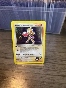 Rockets Hitmonchan Gym Heroes Trading Card 11/132 1st Edition Holo NM - Image 1