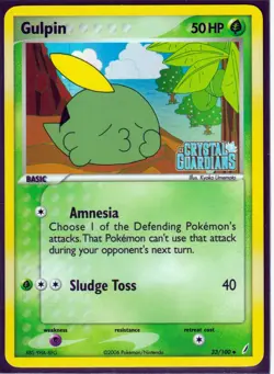 2006 GULPIN 33/100 Ex Crystal Guardians Pokemon Card REV HOLO-STAMPED NM/M - Image 1