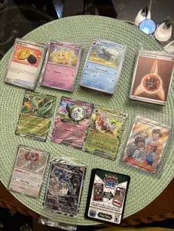 Pokemon Card Lot- Paldean Student, Shiny Flamigo, EX, Secret Rare holos/reverse - Image 1