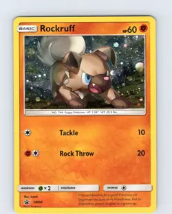 Pokemon TCG Rockruff Black Star Promo SM06 Cosmos Holo Promo Card Played MP - Image 1