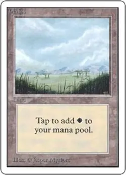 1x Plains (B - Mountains With Trees) Heavy Play, English 2nd Edition Unlimited M - Image 1