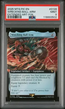 2025 MTG FINAL FANTASY COMMANDER EXTENDED ART-FOIL #0128 WRECKING BALL ARM PSA 9 - Image 1