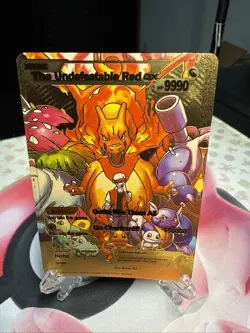 pokemon card the undefeatable red Hp 9990 Gold Card Fan Art display card💥💥💥 - Image 1