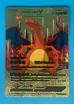Pokemon Gold Foil Fan Art Card Charizard V - Image 1