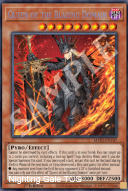 Yugioh! Mega Tins 2025 PREORDER 1x PScR Queen Of The Blazing Domain - Image 1
