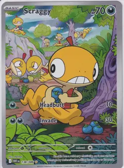 Pokemon TCG Scraggy 138/086 2025 White Flare Illustration Rare Card - NM/MINT - Image 1