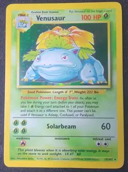 Pokemon TCG Base Set Venusaur Holo Rare Card 15/102 LP - Image 1