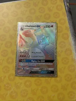 Rainbow Charizard GX Silver Foil Fan Art Textured Display Card NM - Image 1