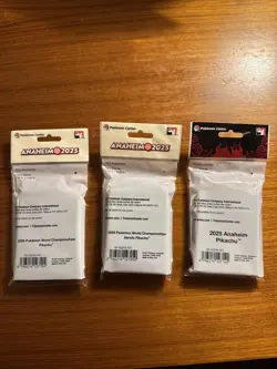 Pokemon World Championships 2025 Anaheim Set Of 3 Card Sleeves 65 Each In Hand - Image 2