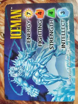 OverPower Marvel IQ Fleer 1996 Iceman Hero Character Card Rare LP - Image 1