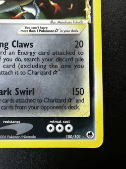 Pokemon Gold Star Charizard EX Dragon Frontiers 100/101 Holo Heavy Play (HP) - Image 4