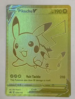 Pokemon TCG Pikachu V SWSH145 Gold Black Star Promo Celebrations NM - Image 1