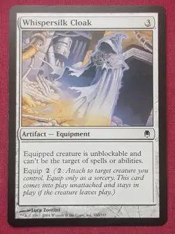 Magic The Gathering DARKSTEEL WHISPERSILK CLOAK artifact card MTG - Image 1