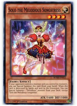 Yugioh! LP Solo the Melodious Songstress - BOSH-EN012 - Common - 1st Edition Lig - Image 1