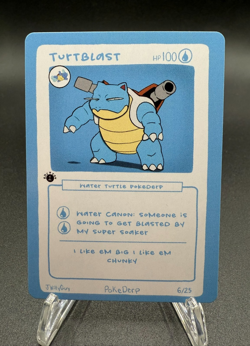 Pokederp Turtblast 6/25 - Blastoise Pokemon Derpy Fan Art Card - Image 1