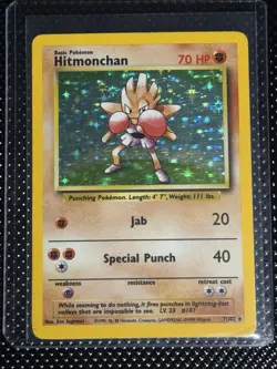 Hitmonchan 7/102 Holo Rare Base Set Unlimited Pokemon card WOTC 1999 Vintage TCG - Image 1