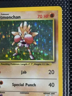 Hitmonchan 7/102 Holo Rare Base Set Unlimited Pokemon card WOTC 1999 Vintage TCG - Image 3