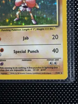 Hitmonchan 7/102 Holo Rare Base Set Unlimited Pokemon card WOTC 1999 Vintage TCG - Image 4