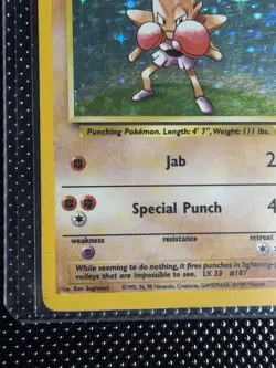 Hitmonchan 7/102 Holo Rare Base Set Unlimited Pokemon card WOTC 1999 Vintage TCG - Image 5