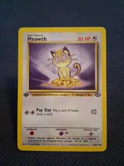 Meowth 56/64 1st Edition Jungle Vintage Pokemon Card LP - Image 1