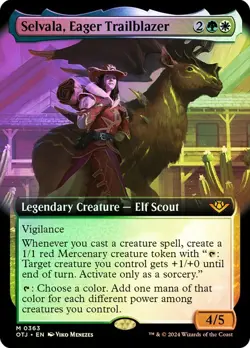 Selvala, Eager Trailblazer Foil Extended Art Outlaws of Thunder Junction NM MTG - Image 1