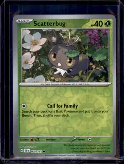 Scatterbug SV08: Surging Sparks Pokemon 005/191 Reverse Holo NM+ - Image 1