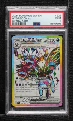 Hydreigon ex Ultra Rare Pokemon SV08: Surging Sparks PSA 9 MINT - Image 1