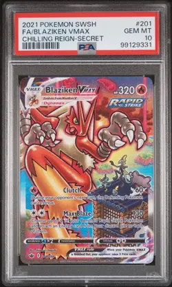 Blaziken Vmax 2021 Pokemon SWSH Chilling Reign Alternative Art #201 PSA 10 - Image 1