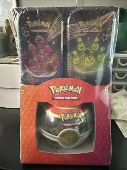 Brand New 3-Pack Sealed Pokemon TCG Paldean Fates Tin (2) and Poke Ball Tin - Image 1