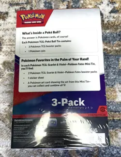 Brand New 3-Pack Sealed Pokemon TCG Paldean Fates Tin (2) and Poke Ball Tin - Image 2