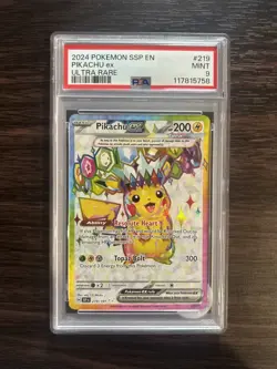 2024 Pokemon Surging Sparks # 219 Pikachu EX Ultra Rare PSA 9 Card! MINT! - Image 1