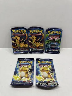 XY Evolutions Booster Packs Pokemon TCG Sealed Lot Of 5 Packs New - Image 1