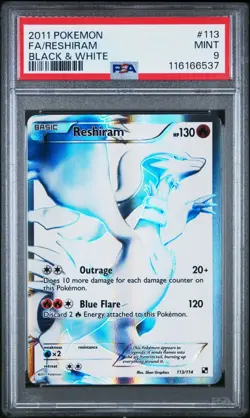 2011 Pokemon Reshiram Full Art Black & White PSA 9 MINT #113 - Image 1