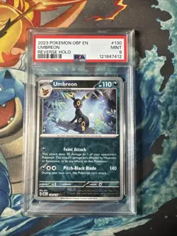 2023 POKEMON OBF EN-OBSIDIAN FLAMES REVERSE HOLO #130 UMBREON PSA 9 - Image 1
