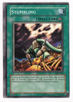 IOC-035 Stumbling Common Unlimited Edition NM Yugioh Card *MISCUT* - Image 1