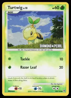 Turtwig 103/130 Diamond and Pearl Burger King Stamped Reverse Holo Pokemon Card - Image 1